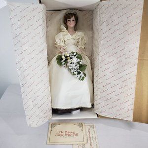 Vintage Danbury Mint Princess Diana Porcelain Bride Doll Royal Wedding COA Rare